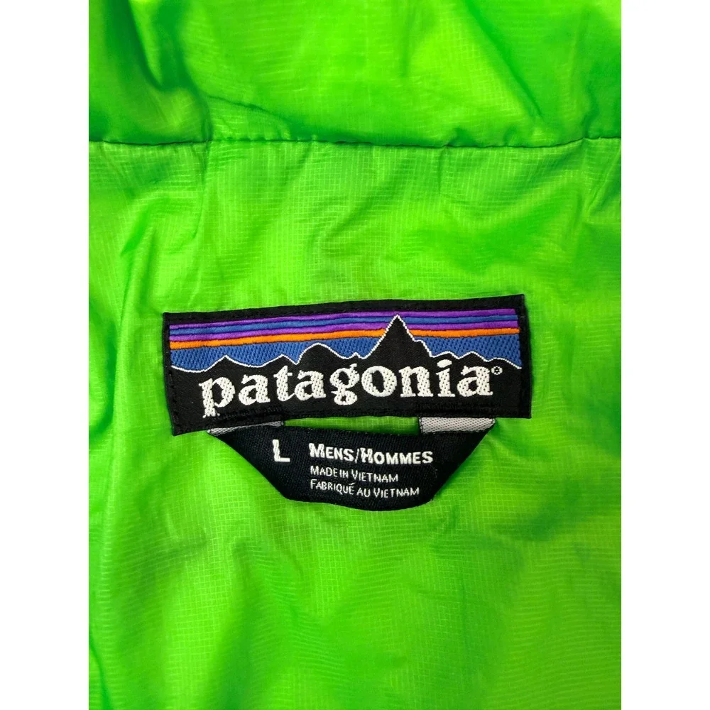Patagonia Nano Puff Vest Mens Large Brown Lime Green PrimaLoft Insulated Puffer